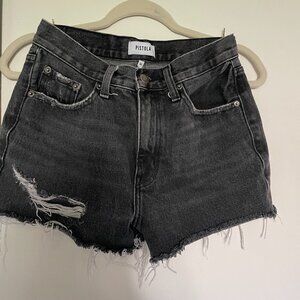 Pistola distressed black denim shorts